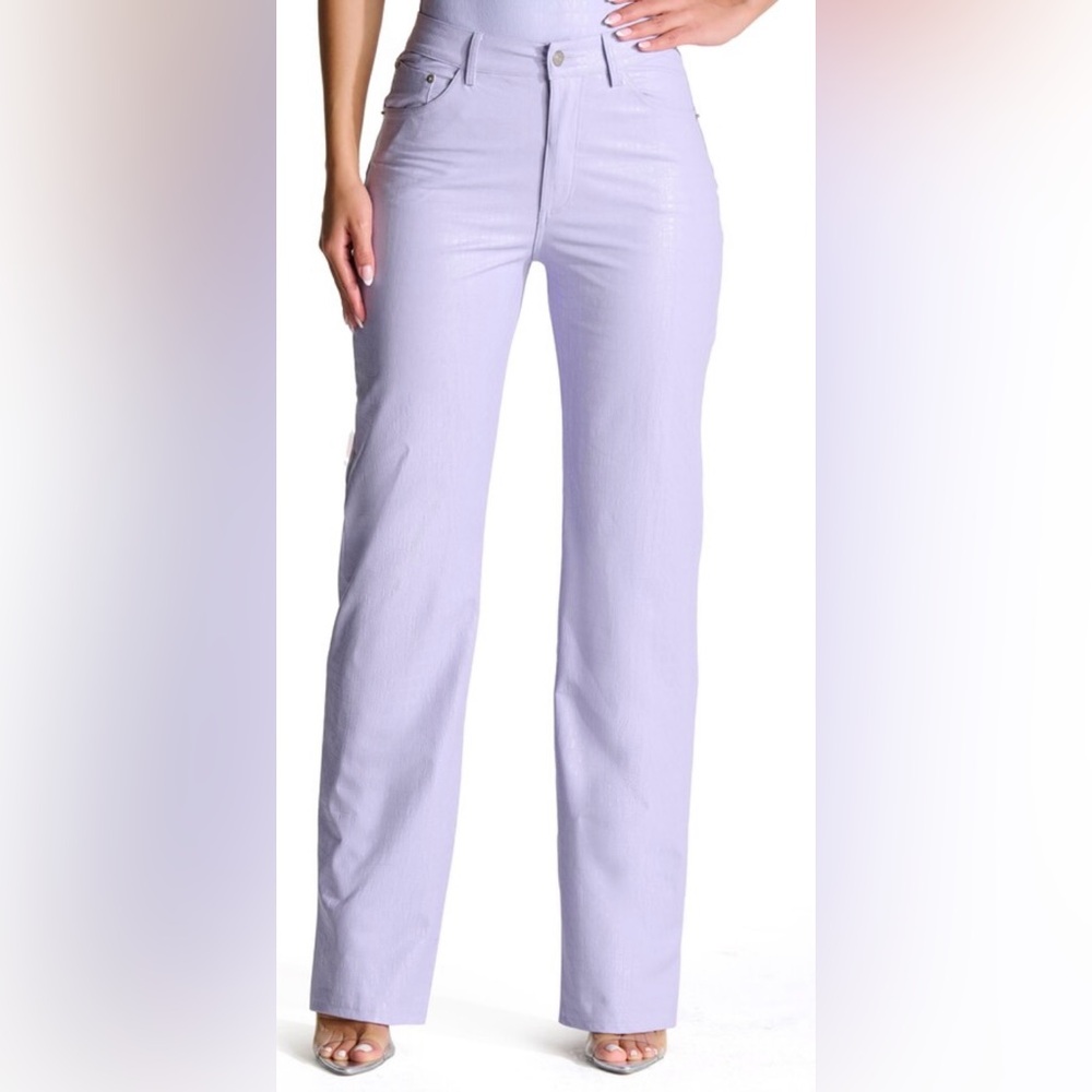STRAIGHT CROC FAUX LEATHER STRAIGHT LEG PANTS IN LAVENDER NWT SIZE XS